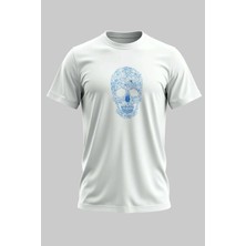 Buzagi Yapraklardan Kurukafa Regular Kalıp Dijital Baskılı Beyaz Tişört