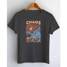 Buzagi Chaos Dijital Baskı Regular Kalıp Unisex Siyah T-Shirt