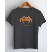 Buzagi Space Invader Dijital Baskı Regular Kalıp Unisex Siyah Tişört