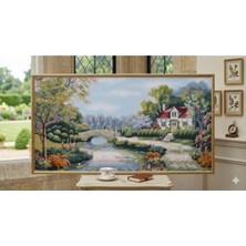 Believe Taş Köprülü Ev Jakarlı Dokuma Goblen  Dekoratif Çerçevesiz Pano Tablo 70*140