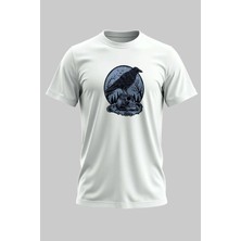 Buzagi Karga ve Kurukafa Regular Kalıp Dijital Baskılı Beyaz Tişört