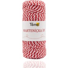 Temel Marteniçka Ipi Kırmızı Beyaz, 200 Metre 2 Mm, Bileklik ve Hediye Paketleme Için Dekoratif Ip