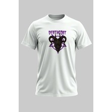 Buzagi Death Goat Dijital Baskı Regular Kalıp Unisex Beyaz T-Shirt