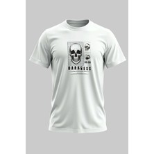 Buzagi Organik Pamuk Dijital Baskılı Regular Kalıp Beyaz Tişört