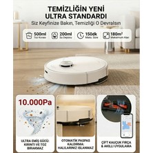 Roborock Dolanma Karşıtı Çift Fırçalı 10000 Pa Yüksek Çekim Gücüne Sahip Lazer Navigasyonlu Titreşimli Moplu Halı Tanıyan Akıllı Robot Süpürge