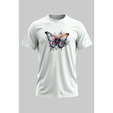 Buzagi Organik Pamuk Dijital Baskılı Regular Kalıp Beyaz Tişört