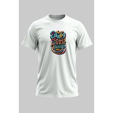 Buzagi Enjoy Little Things Dijital Baskı Regular Kalıp Unisex Beyaz T-Shirt