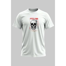 Buzagi Organik Pamuk Dijital Baskılı Regular Kalıp Beyaz Tişört