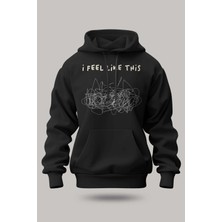Buzagi Feel Like This Oversize Kapüşonlu Unisex Şardonlu Sweatshirt