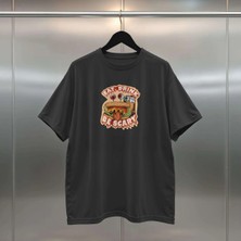 Buzagi Be Scary Dijital Baskı Oversize Unisex Siyah T-Shirt