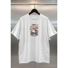 Buzagi Anxiety Dijital Baskı Oversize Beyaz Unisex Tişört