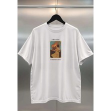 Buzagi Overreacted Dijital Baskı Oversize Beyaz Unisex Tişört