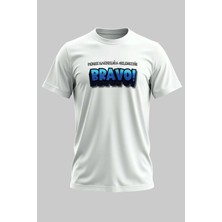 Buzagi Bravo Dijital Baskı Regular Kalıp Unisex Beyaz T-Shirt