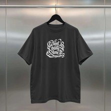 Buzagi Don't Waste Time Oversize Dijital Baskılı Siyah Tişört