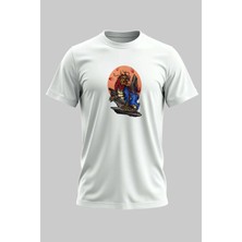 Buzagi Tiger Dijital Baskı Regular Kalıp Unisex Beyaz T-Shirt