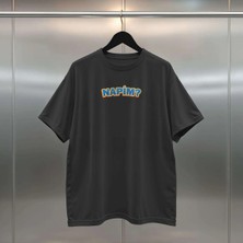 Buzagi Napim Dijital Baskı Oversize Unisex Siyah T-Shirt