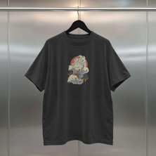 Buzagi Storm Dijital Baskı Oversize Unisex Siyah Tişört