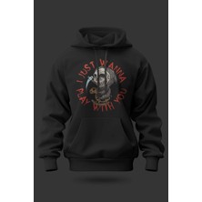 Buzagi I Just Wanna Oversize Kapüşonlu Unisex Şardonlu Sweatshirt