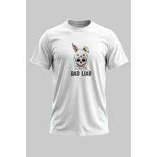 Buzagi Bad Liar Dijital Baskı Regular Kalıp Unisex Beyaz T-Shirt