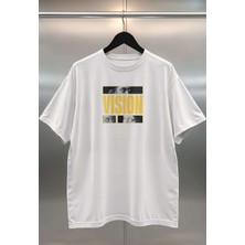 Buzagi Vision Dijital Baskı Oversize Beyaz Unisex Tişört