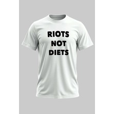 Buzagi Riots Not Diets Dijital Baskı Regular Kalıp Beyaz Unisex Tişört