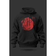 Buzagi Rising Sun Oversize Kapüşonlu Unisex Şardonlu Sweatshirt