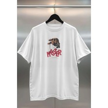 Buzagi The Master Dijital Baskı Oversize Unisex Beyaz T-Shirt