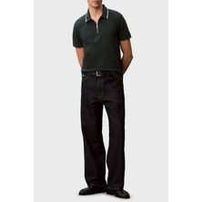 Calvin Klein % 100 Pamuk Regular Fit Yarım Fermuarlı Polo LV04LF214GPZM Erkek Polo LV04LF214G Pzm