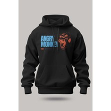 Buzagi Angry Monkey Oversize Kapüşonlu Unisex Şardonlu Sweatshirt