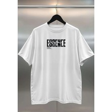 Buzagi Organik Pamuk Dijital Baskılı Oversize Beyaz Tişört