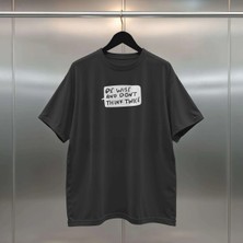 Buzagi Be Wise Dijital Baskı Oversize Unisex Siyah T-Shirt