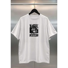 Buzagi Vague Dijital Baskı Oversize Beyaz Unisex Tişört