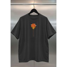 Buzagi Rising Sun Dijital Baskı Siyah Beyaz Unisex Oversize Tişört