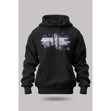 Buzagi Super Star Oversize Kapüşonlu Unisex Şardonlu Sweatshirt