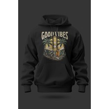 Buzagi Good Vibes Oversize Kapüşonlu Unisex Şardonlu Sweatshirt