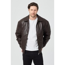 Danger Erkek Limited Edition Deri Mont Ceket Kahverengi