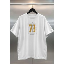 Buzagi Push Yourself Dijital Baskı Oversize Unisex Beyaz T-Shirt