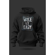 Buzagi Take It Easy Oversize Kapüşonlu Unisex Şardonlu Sweatshirt