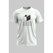 Buzagi The Cake Is A Lie Dijital Baskı Regular Kalıp Beyaz Unisex Tişört