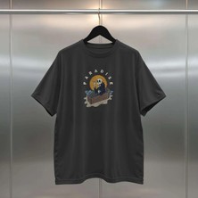 Buzagi Paradise Dijital Baskı Siyah Beyaz Unisex Oversize Tişört