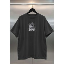 Buzagi Angel Dijital Baskı Siyah Beyaz Unisex Oversize Tişört