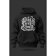 Buzagi Don't Waste Time Oversize Kapüşonlu Unisex Şardonlu Sweatshirt