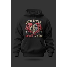 Buzagi Your Smile Oversize Kapüşonlu Unisex Şardonlu Sweatshirt