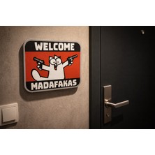 Goka 3D Craft Welcome Madafakas (Silahlı Kedi) Duvar Dekoru - 20.7 x 16,5 x 1,5 cm