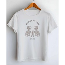 Buzagi Till Death Dijital Baskı Regular Kalıp Beyaz Unisex Tişört