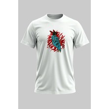 Buzagi Zombie Dijital Baskı Regular Kalıp Unisex Beyaz T-Shirt