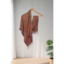 Defne Apollon İpekçilik %100 Barış Ipeği El Dokuması Ecoprint - Doğal Baskı Şal 62 x 200 cm 1214