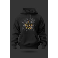 Buzagi I Love You Oversize Kapüşonlu Unisex Şardonlu Sweatshirt
