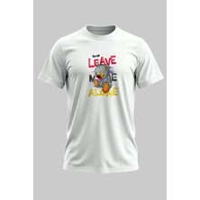 Buzagi Organik Pamuk Dijital Baskılı Regular Kalıp Beyaz Tişört