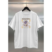 Buzagi Resistance Dijital Baskı Oversize Beyaz Unisex Tişört